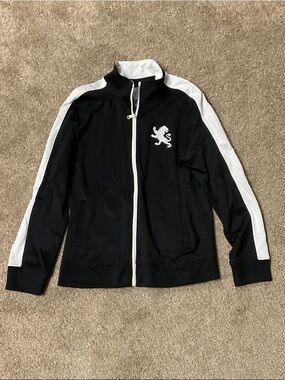 Express Black Jacket with White Embroidered Lion